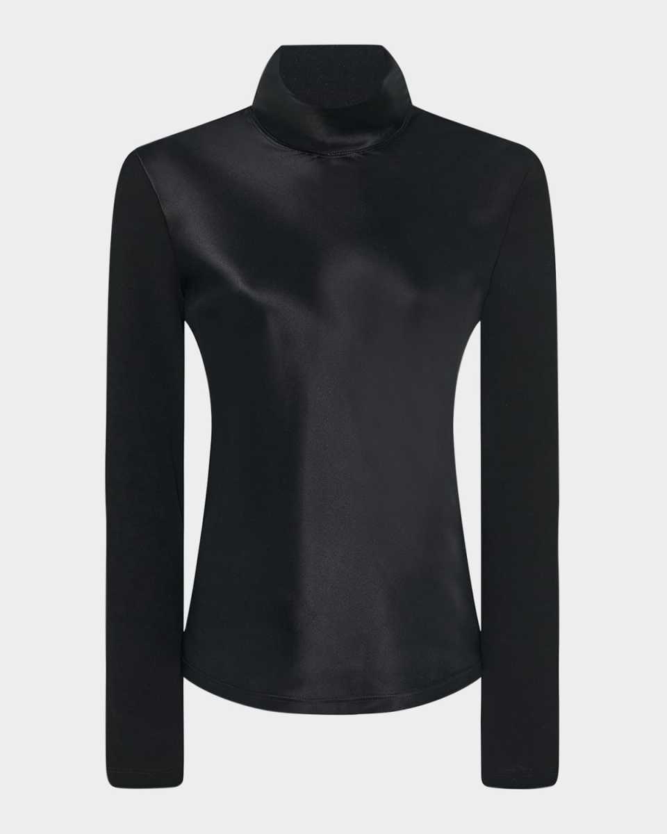 Mixed-Media Turtleneck Top
